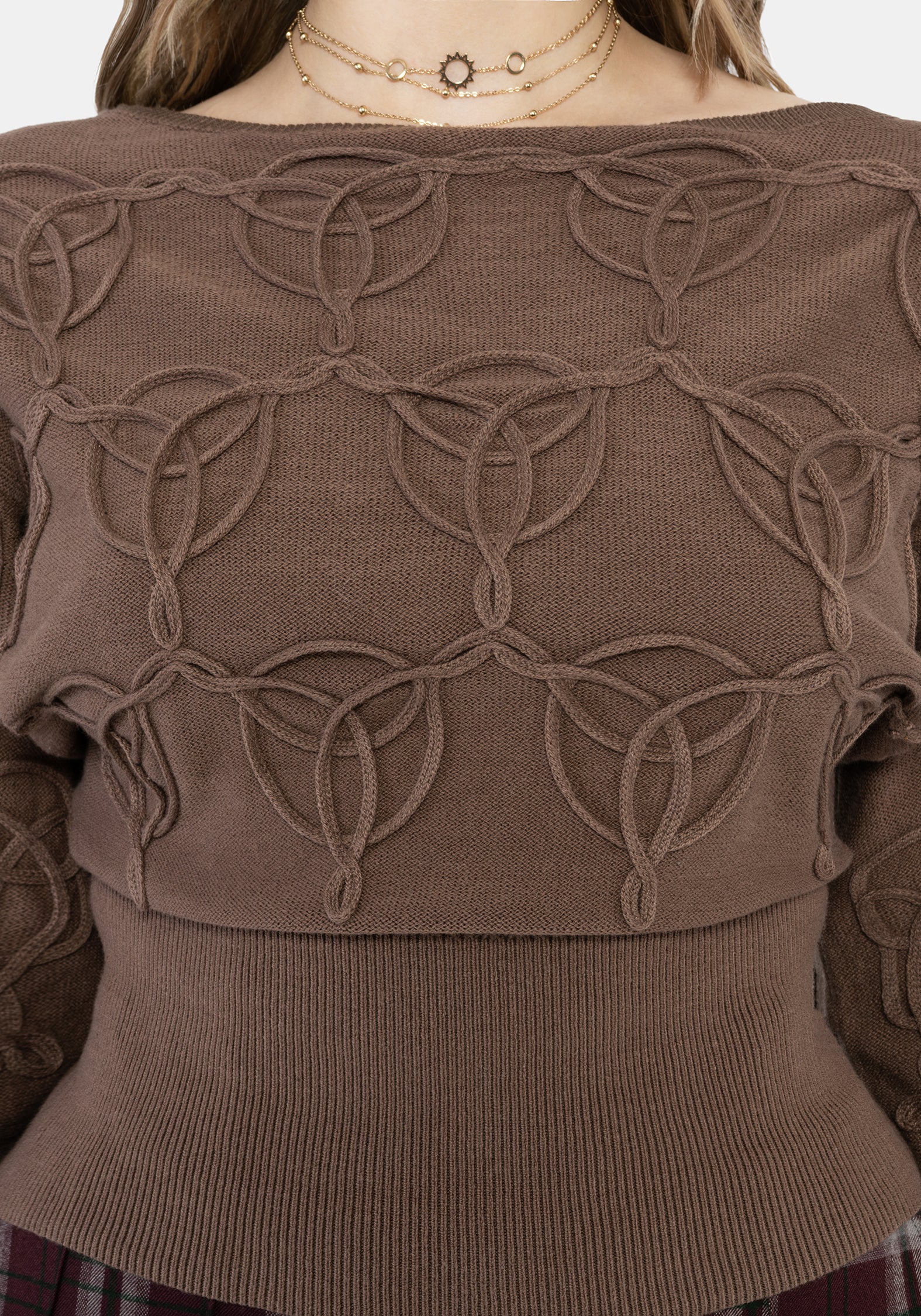 Covet Baumwollmischung Hexen Knot Zopf Gestrickt Pullover