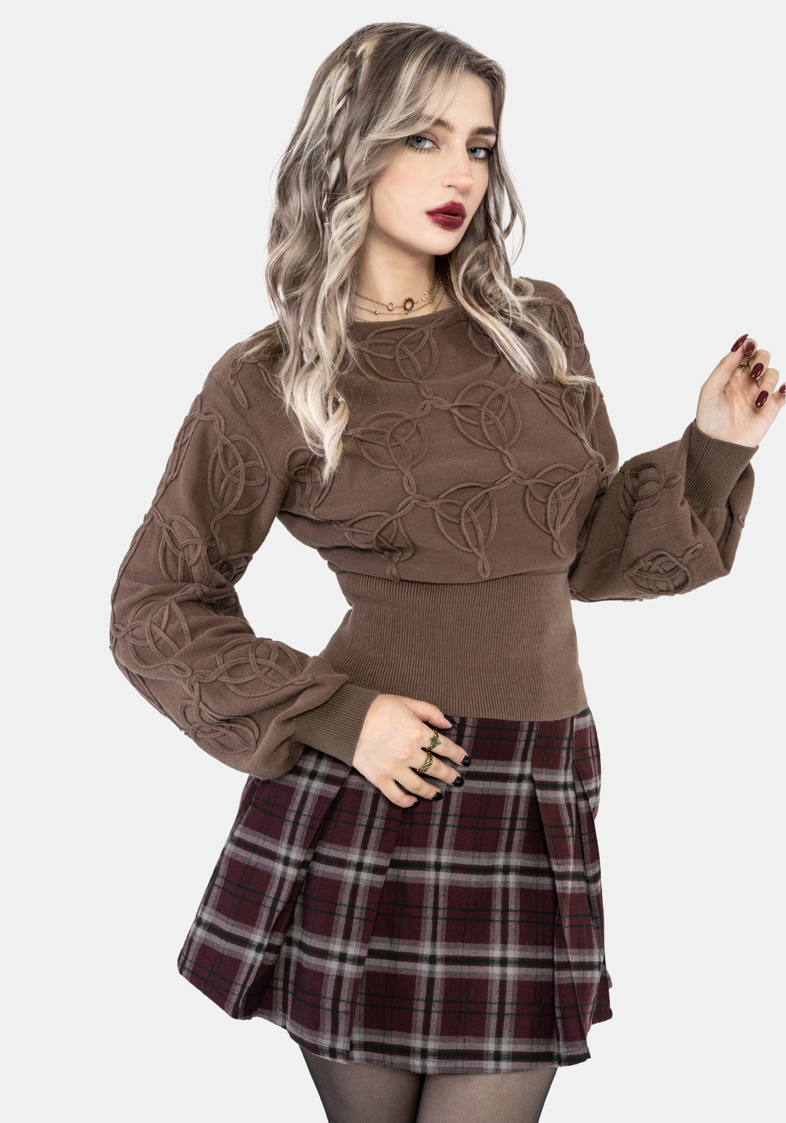 Covet Baumwollmischung Hexen Knot Zopf Gestrickt Pullover
