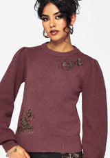Dana Baumwolle Blumenmuster Bestickt Pullover - Lila