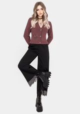 Dana Baumwolle Blumenmuster Bestickt Cardigan - Lila