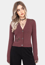 Dana Baumwolle Blumenmuster Bestickt Cardigan - Lila