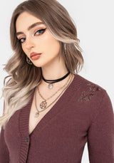 Dana Baumwolle Blumenmuster Bestickt Cardigan - Lila