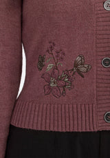 Dana Baumwolle Blumenmuster Bestickt Cardigan - Lila
