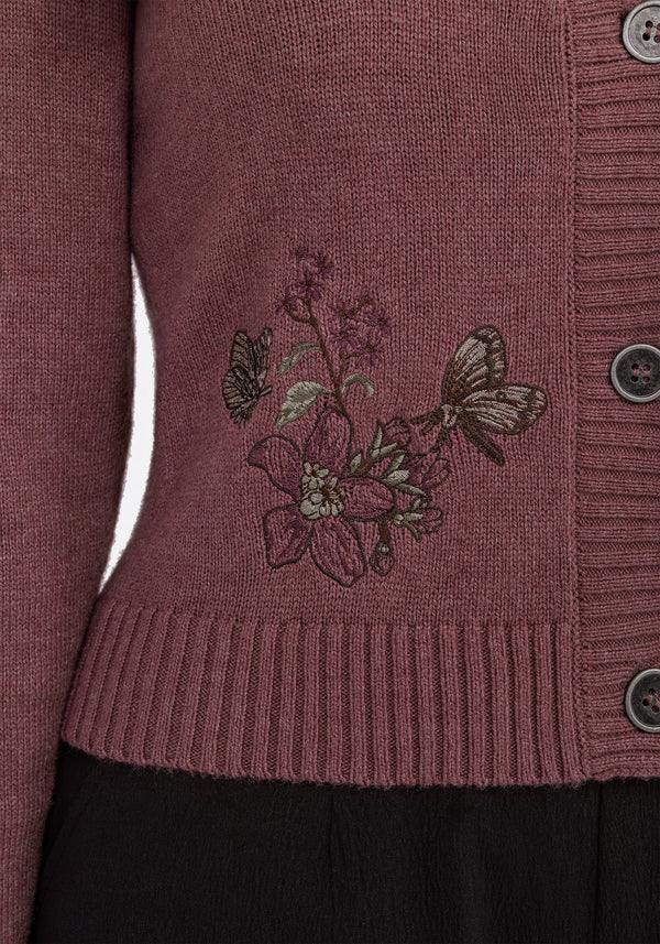 Dana Baumwolle Blumenmuster Bestickt Cardigan - Lila