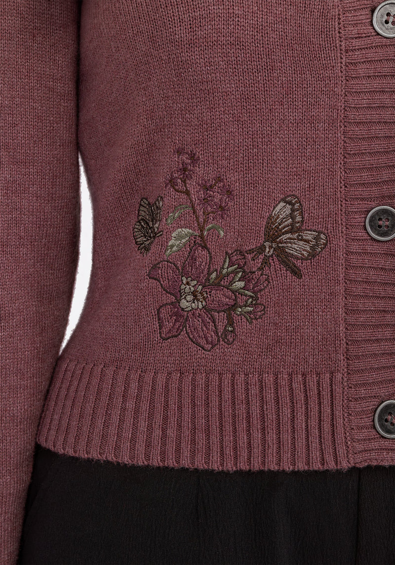 Dana Baumwolle Blumenmuster Bestickt Cardigan - Lila