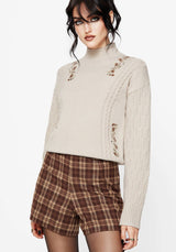 Enya Acorn Bestickt Zopf Gestrickt Pullover