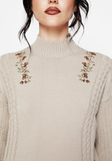 Enya Acorn Bestickt Zopf Gestrickt Pullover
