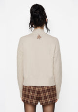 Enya Acorn Bestickt Zopf Gestrickt Pullover