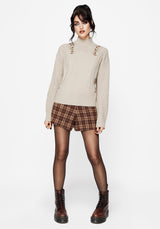 Enya Acorn Bestickt Zopf Gestrickt Pullover
