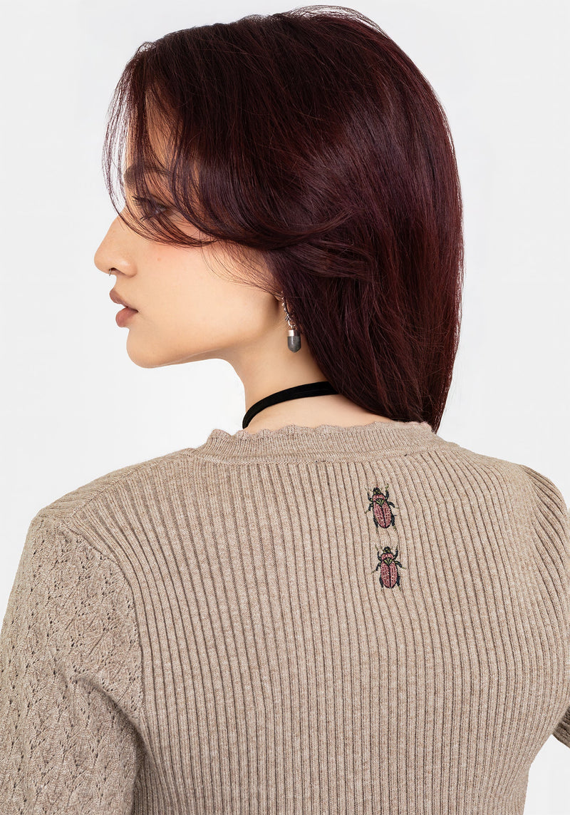 Tantra Blumenmuster Käfer Bestickt Cardigan