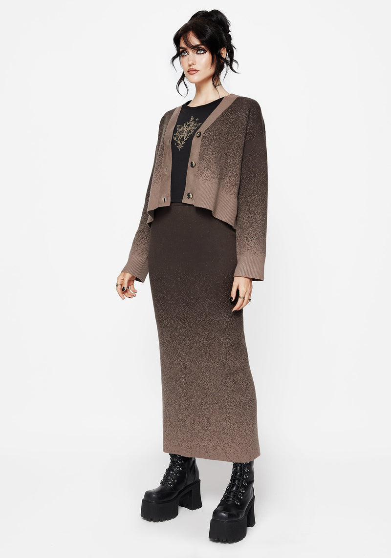 Nightjar Ombre Gestrickt Maxi Rock - Taupe