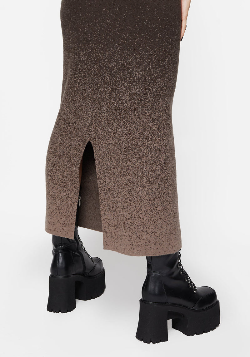 Nightjar Ombre Gestrickt Maxi Rock - Taupe