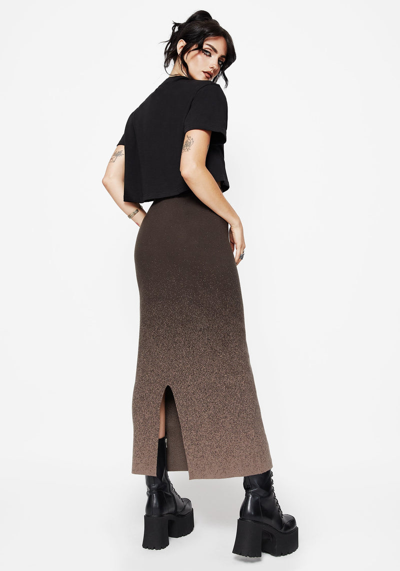 Nightjar Ombre Gestrickt Maxi Rock - Taupe