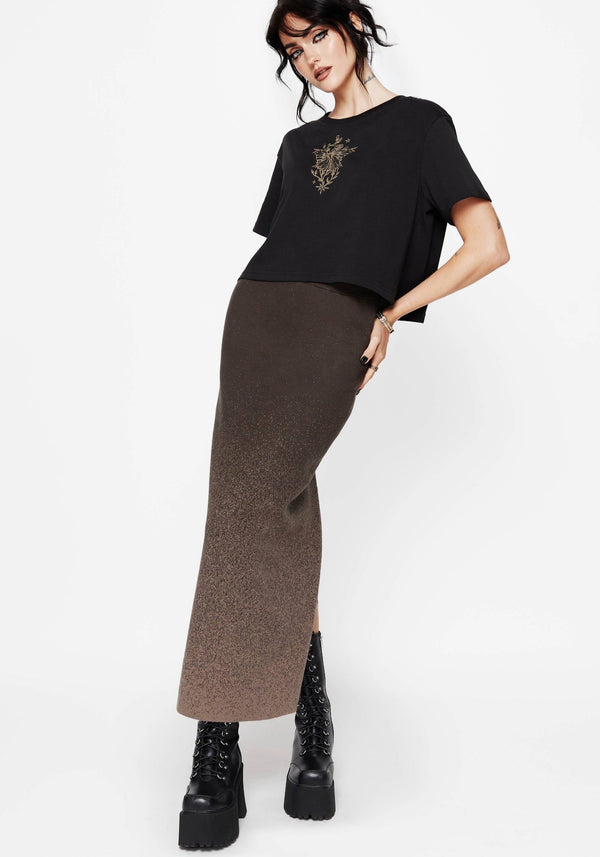 Nightjar Ombre Gestrickt Maxi Rock - Taupe