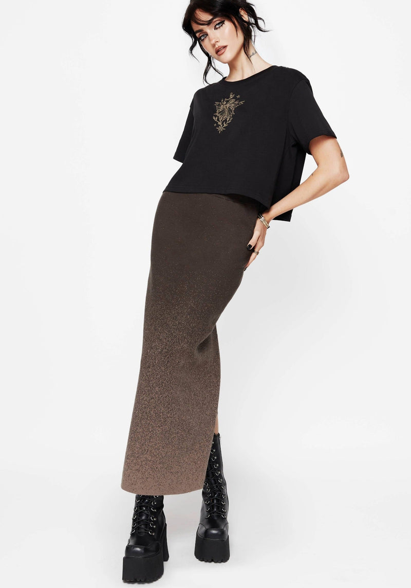 Nightjar Ombre Gestrickt Maxi Rock - Taupe