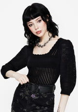 Danica Leiter Naht Square Hals Gestrickt Top