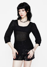 Danica Leiter Naht Square Hals Gestrickt Top