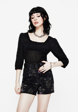Danica Leiter Naht Square Hals Gestrickt Top