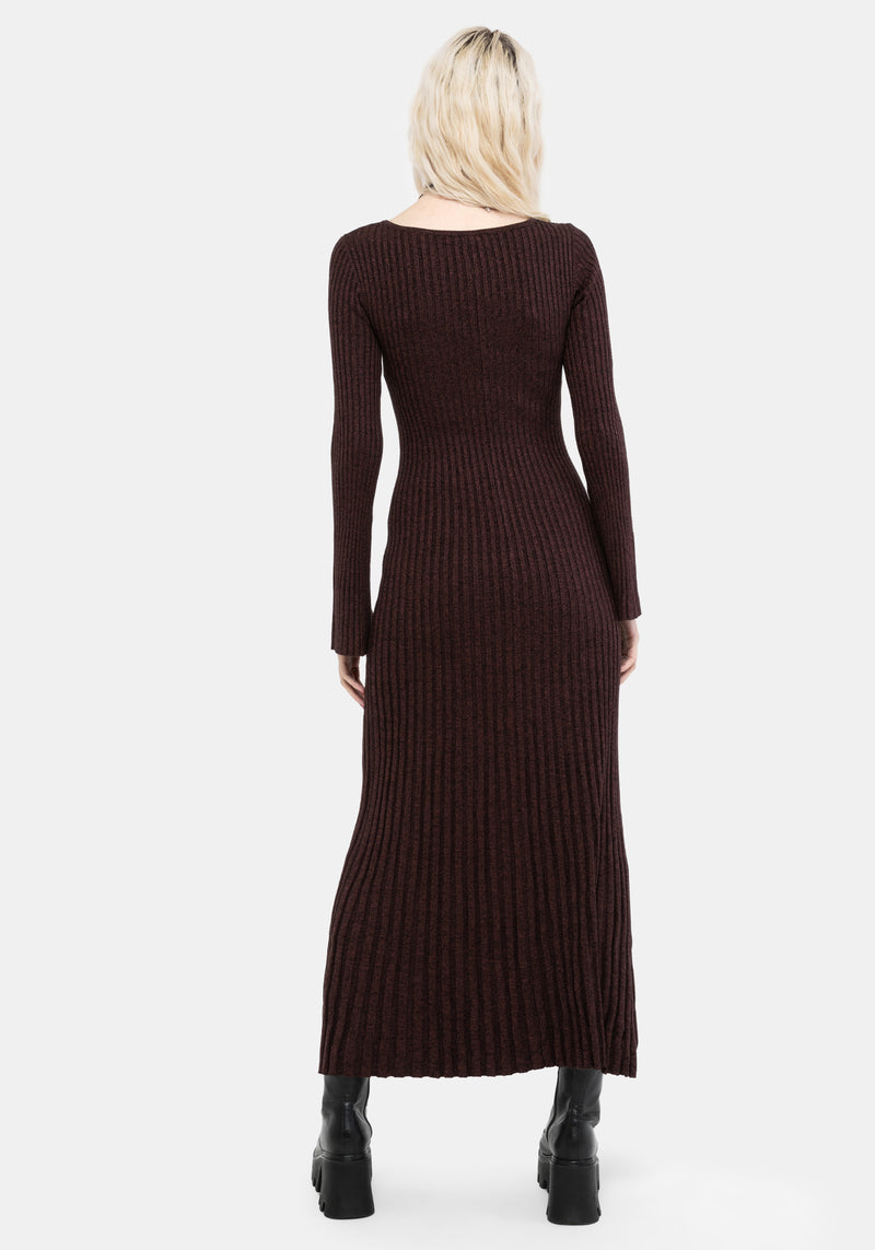 Estella Lang Ärmel Gestrickt Maxi Kleid