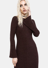Estella Lang Ärmel Gestrickt Maxi Kleid