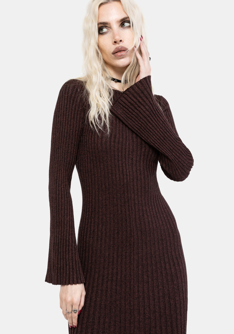 Estella Lang Ärmel Gestrickt Maxi Kleid