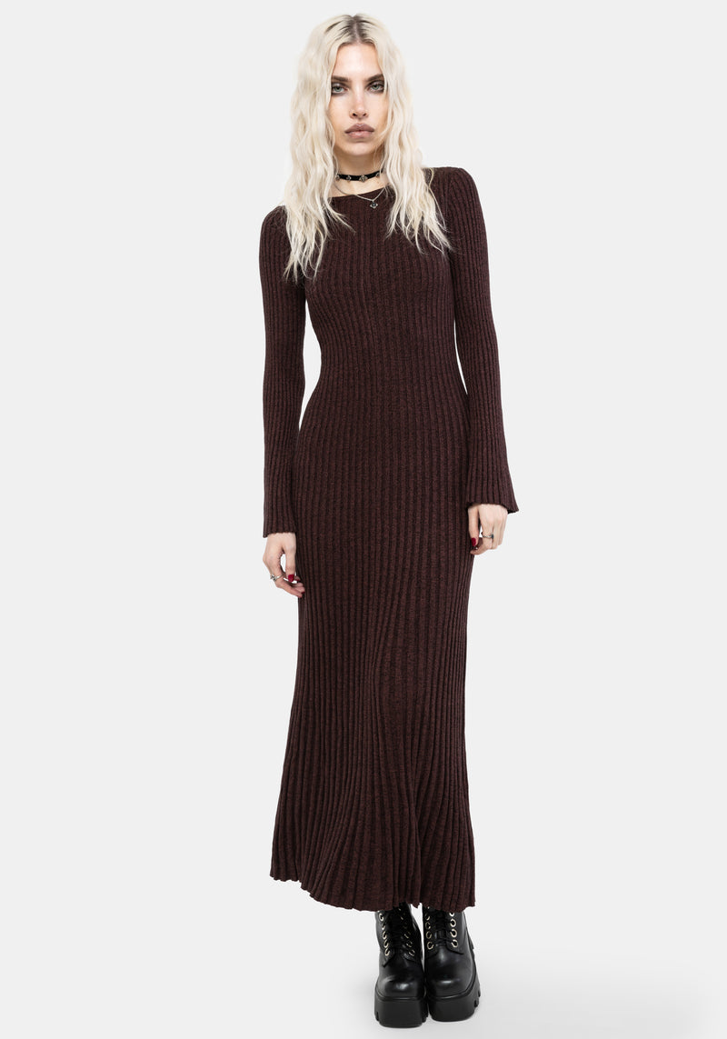 Estella Lang Ärmel Gestrickt Maxi Kleid