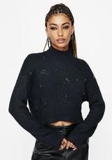 Phantom Cotton Embellished Cross Crop Jumper