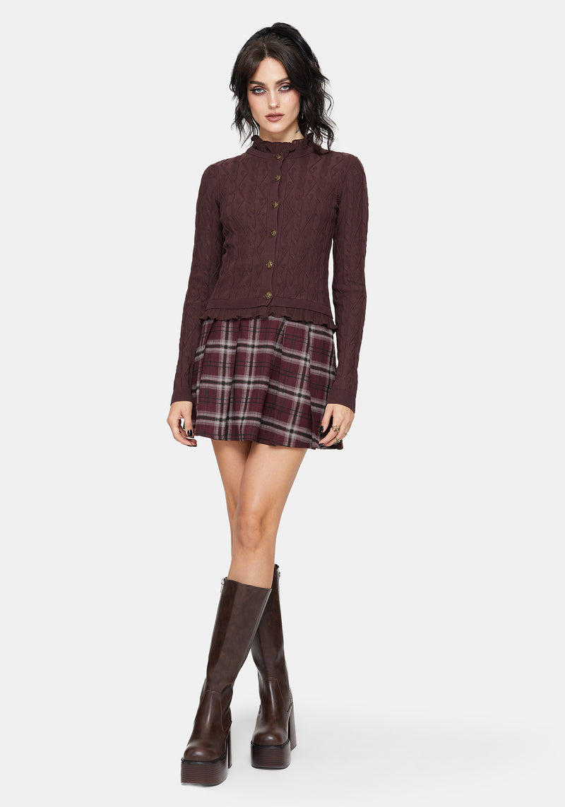 Ashen Vine Ruffle Cable Knit Cardigan