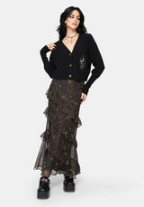 Astralis Floral Stripe Asymmetric Ruffle Tiered Maxi Skirt