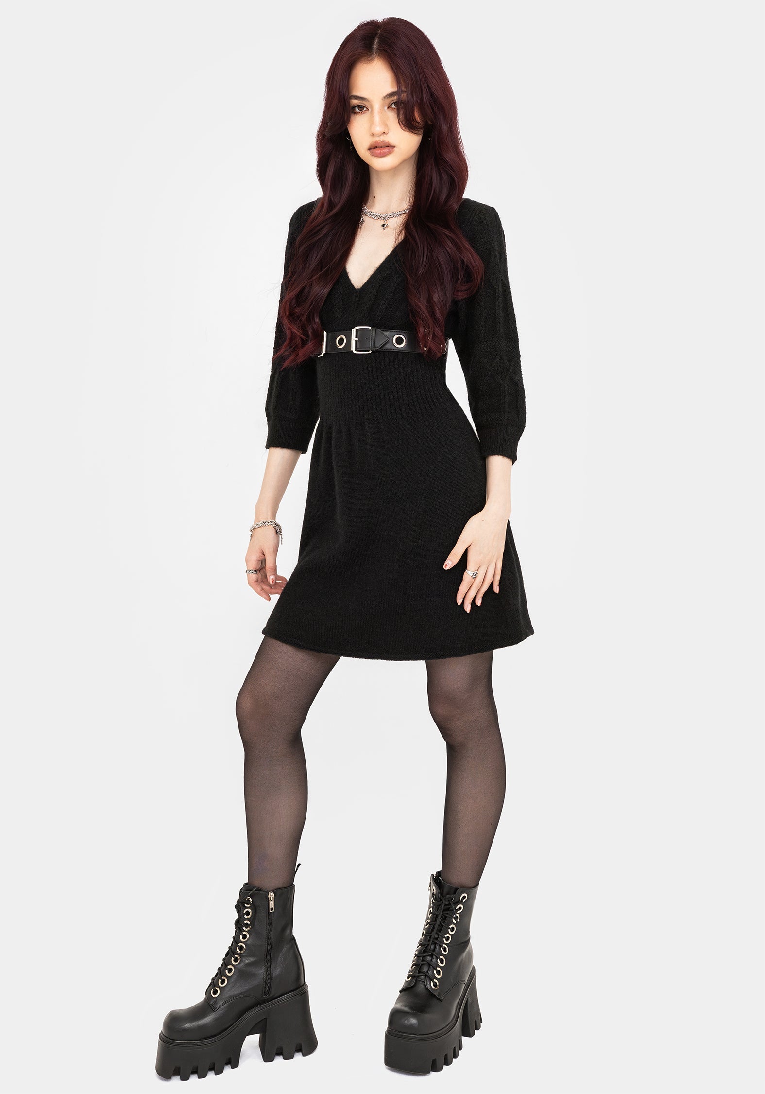 Ritual Gothic Architecture Zopf Gestrickt Mini Kleid