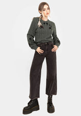 Clara Baumwolle Blumenmuster Bestickt Zopf Gestrickt Pullover