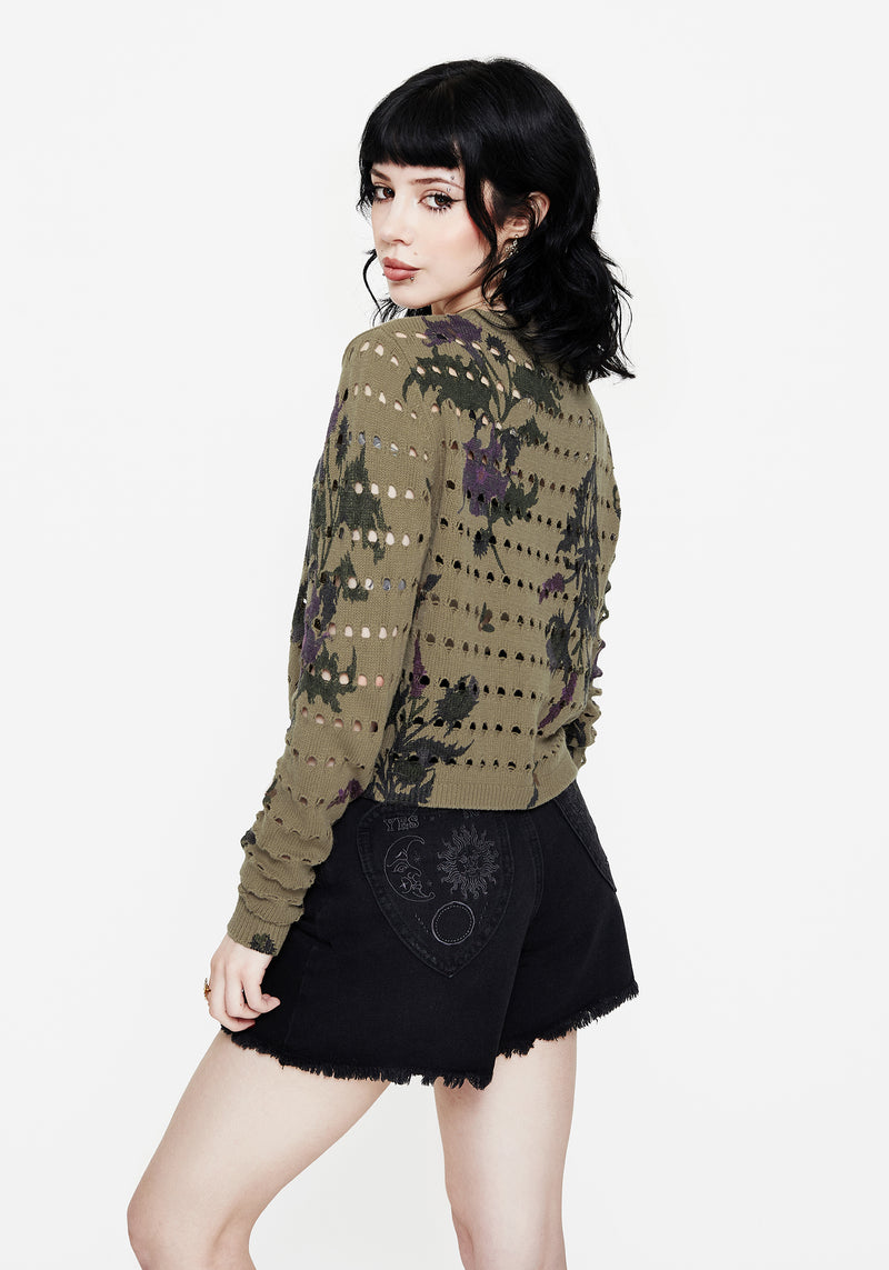 Cassandra Blumenmuster Gestrickt Pullover