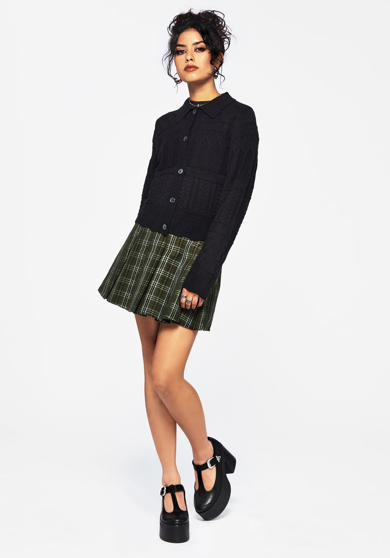 Yewtree Pointelle Knopf Runter Gestrickt Cardigan