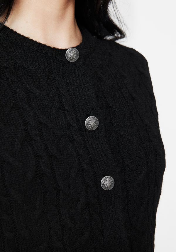 Sophia Knopf Hoch Zopf Gestrickt Weste