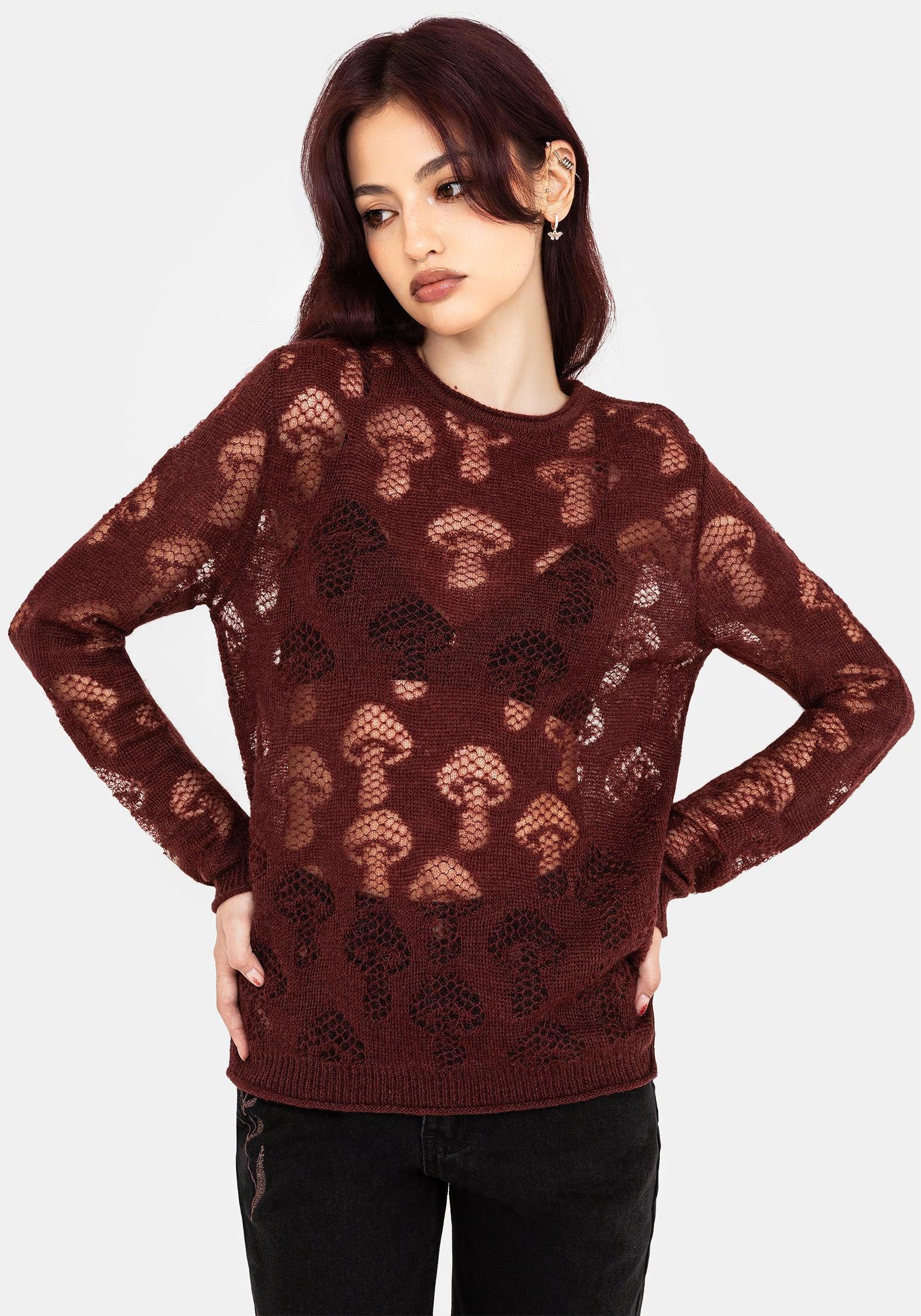 Harriet Lurex Pilz Detail Gestrickt Pullover