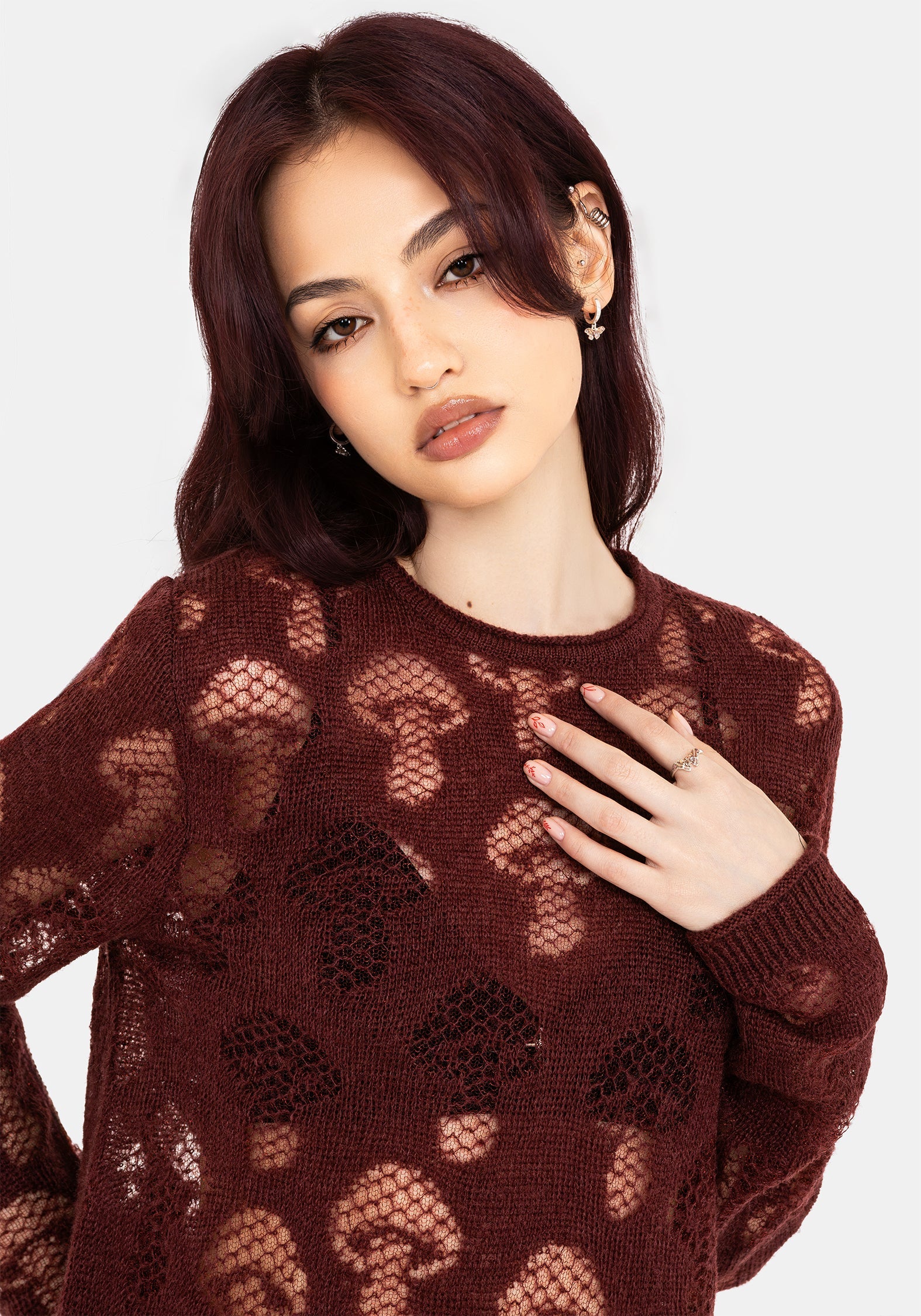 Harriet Lurex Pilz Detail Gestrickt Pullover