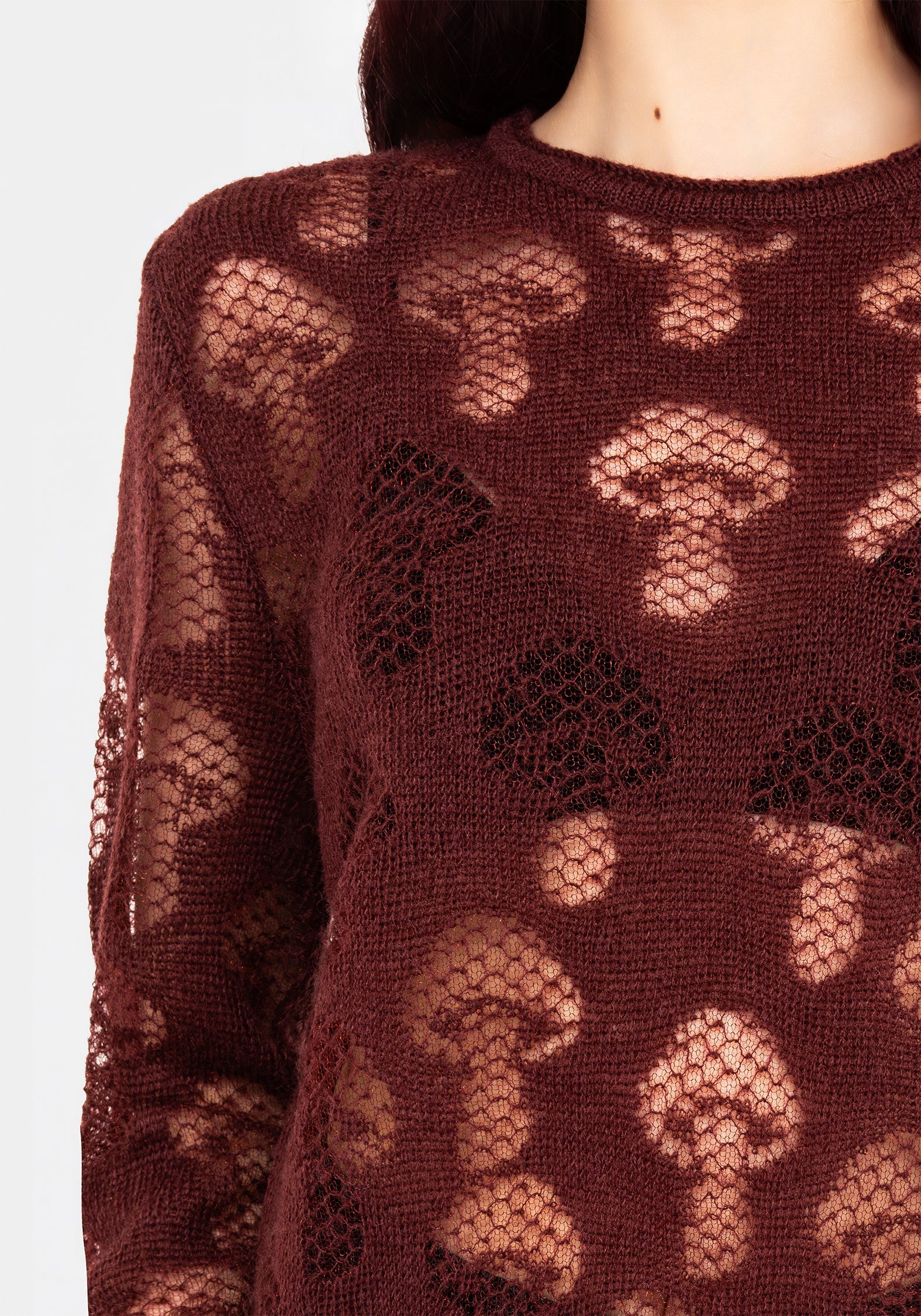 Harriet Lurex Pilz Detail Gestrickt Pullover