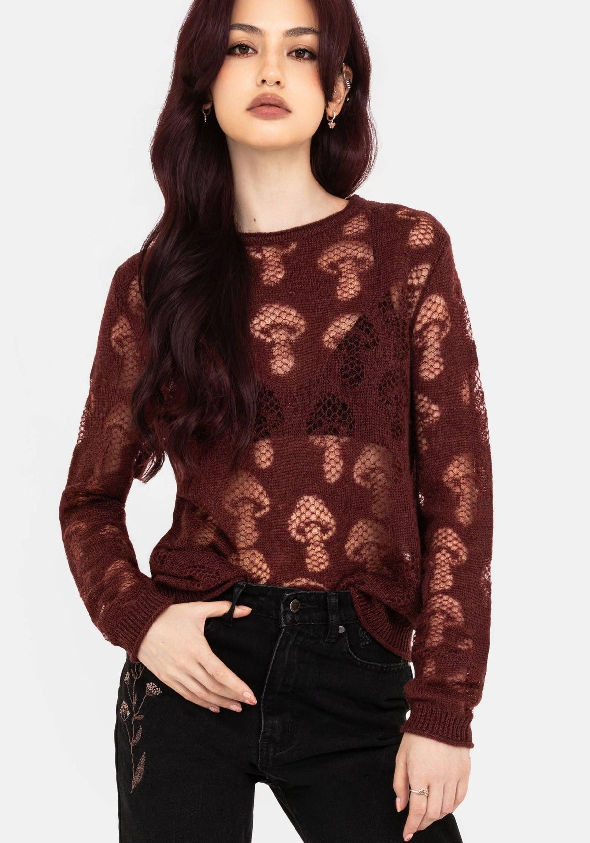 Harriet Lurex Pilz Detail Gestrickt Pullover