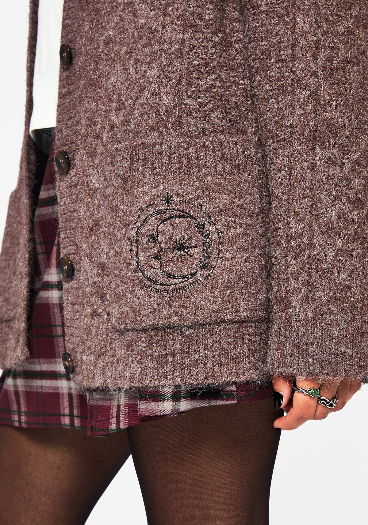 Madeline Bestickt Pointelle Gestrickt Cardigan