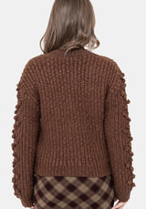 Isla Chunky Bobble Moon Embroidered Knit Cardigan