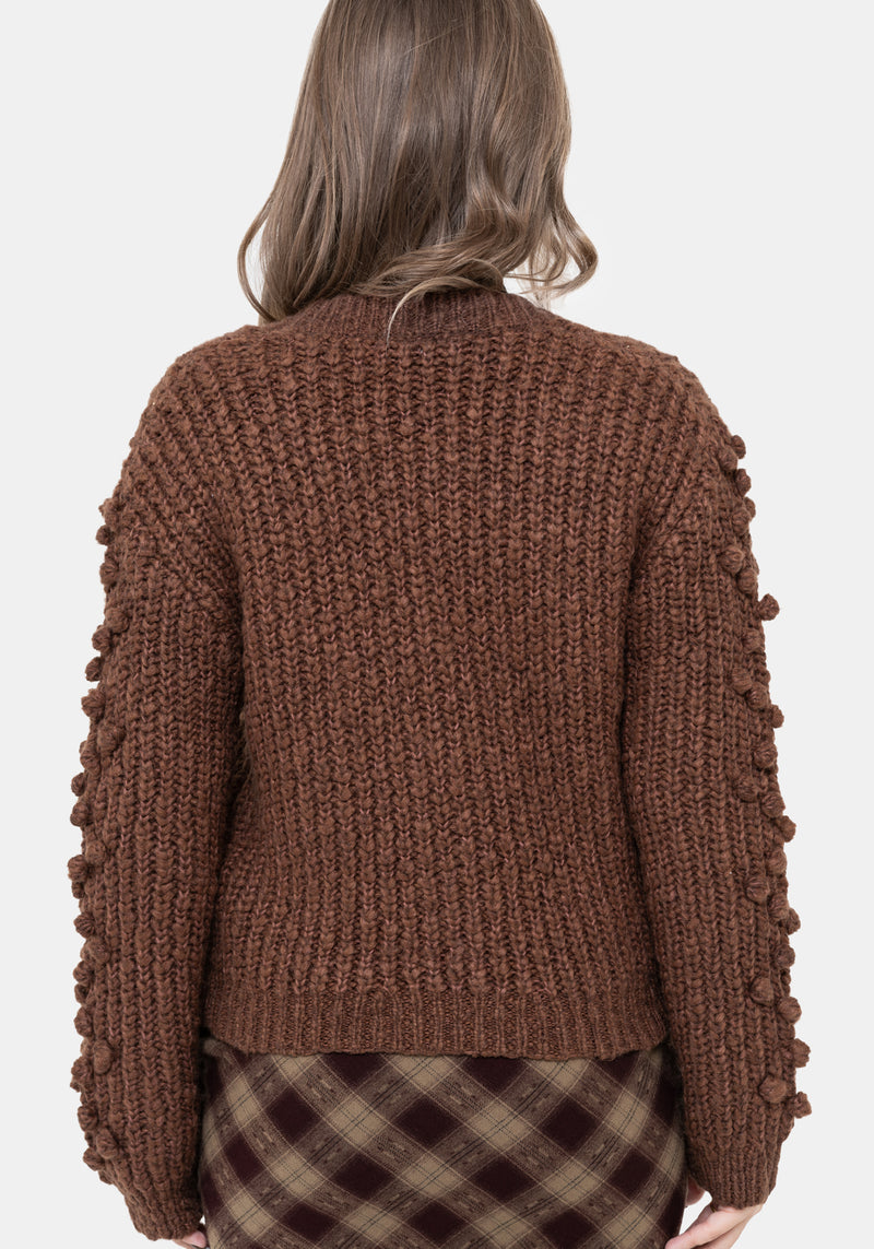 Isla Chunky Bobble Moon Embroidered Knit Cardigan