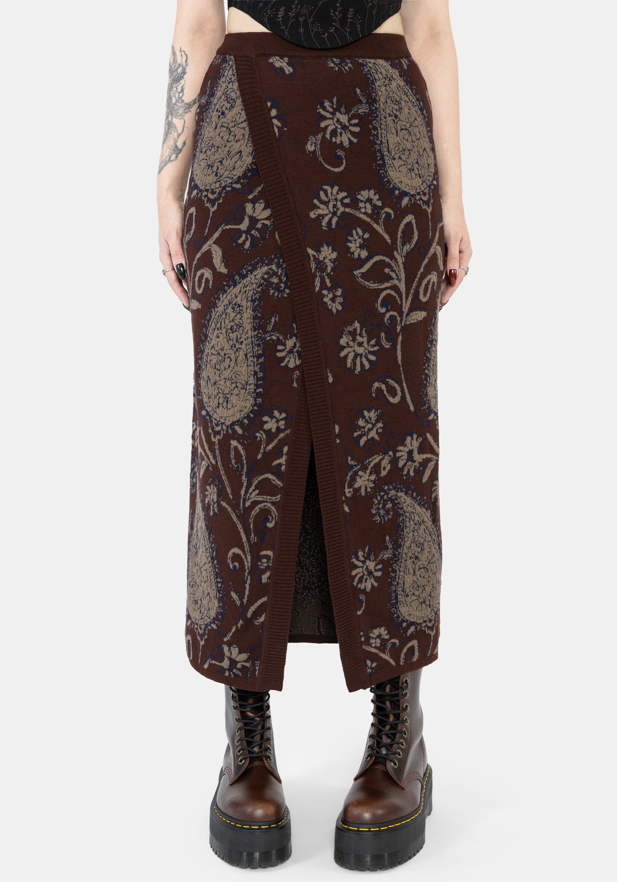 Gillian Baumwolle Paisley Gestrickt Midi Wickel Rock