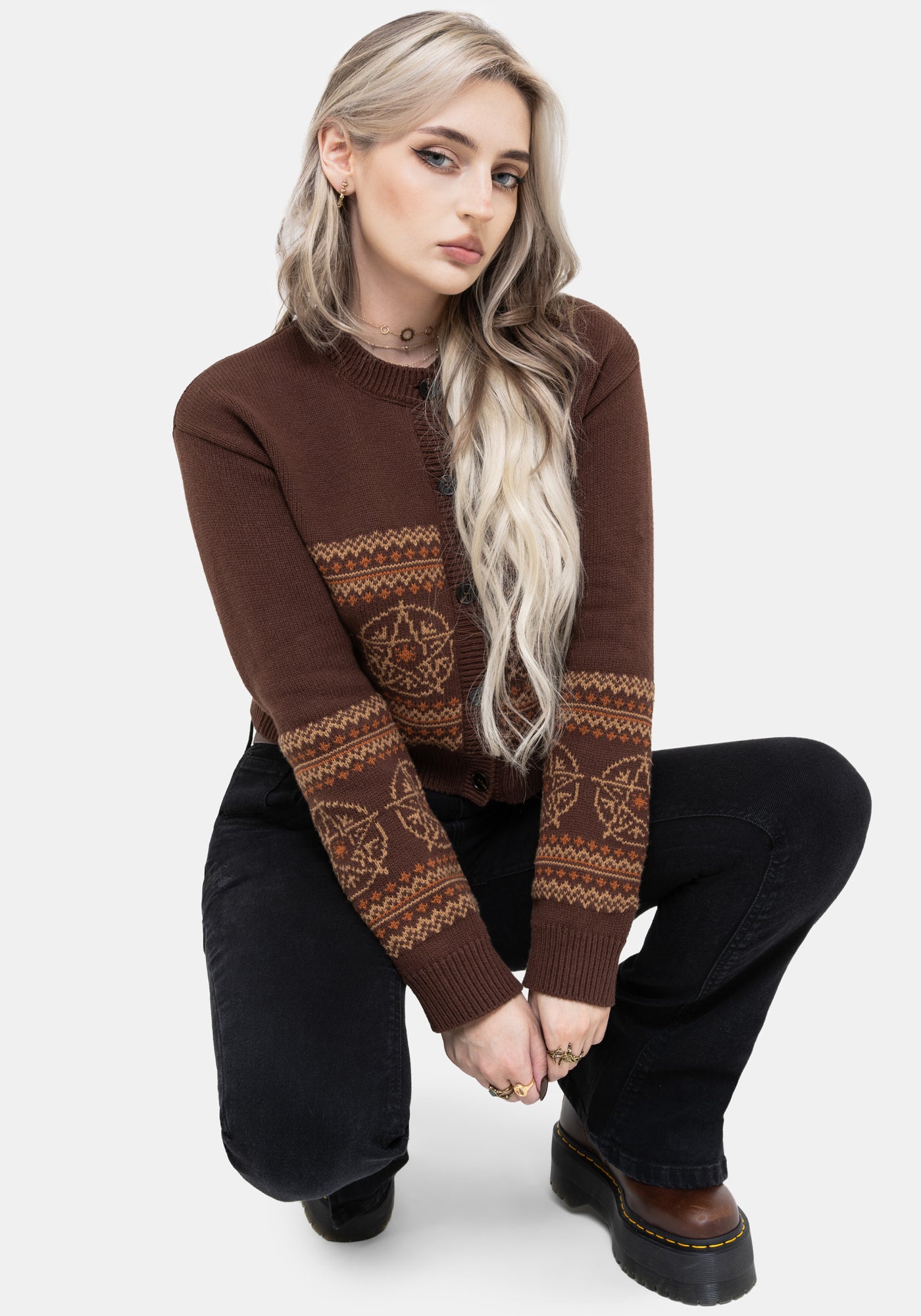 Olympia Pentagram Fairisle Knit Cardigan – Disturbia