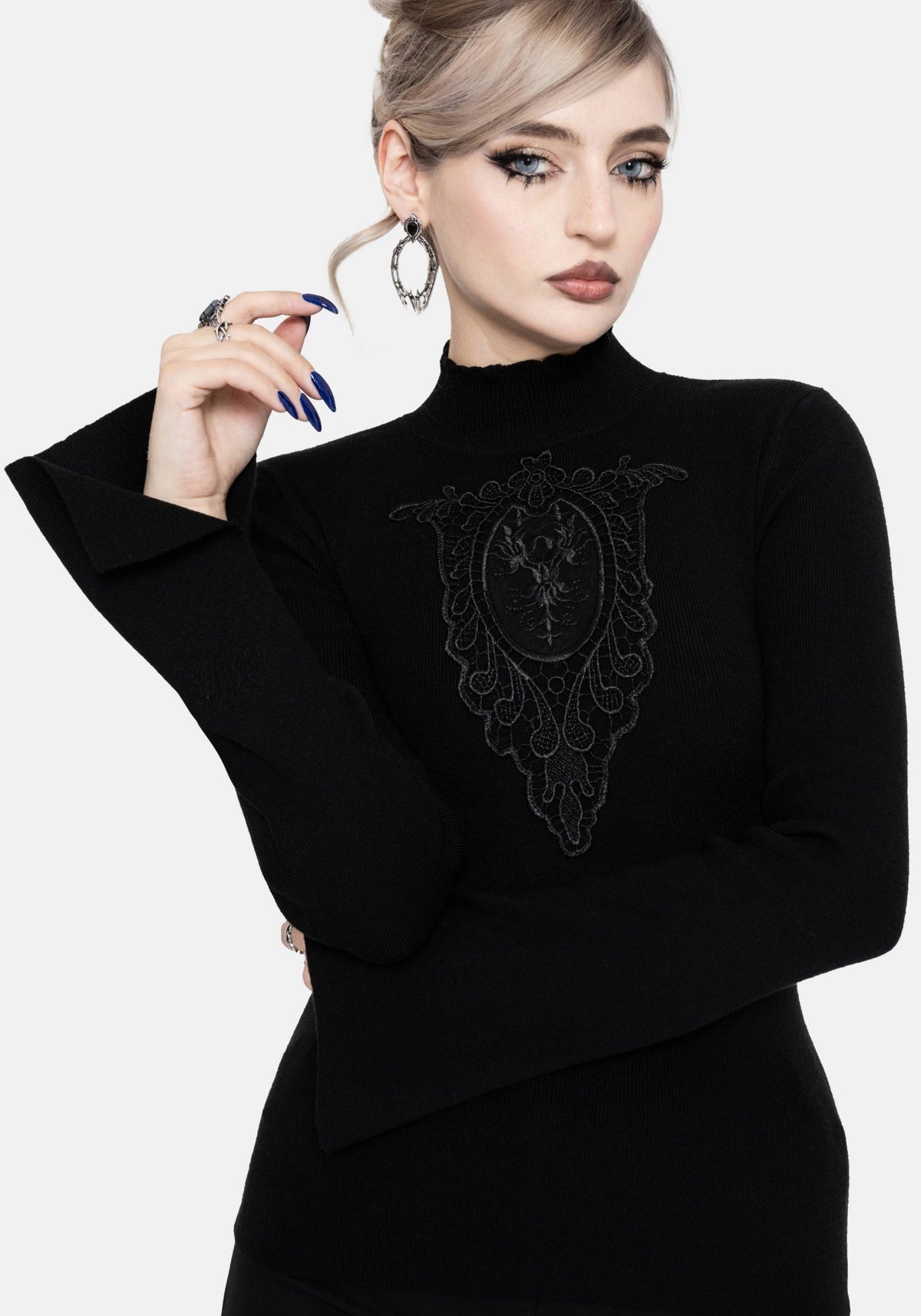 Torquil Bodice Lace Ribbed Knit Jumper