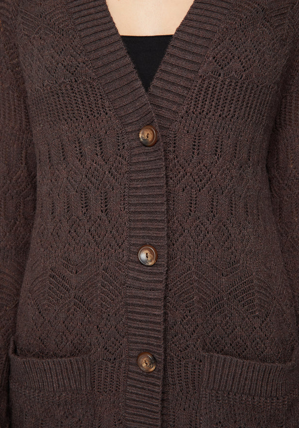 Cadmium Chunky Ribbed Longline Cardigan