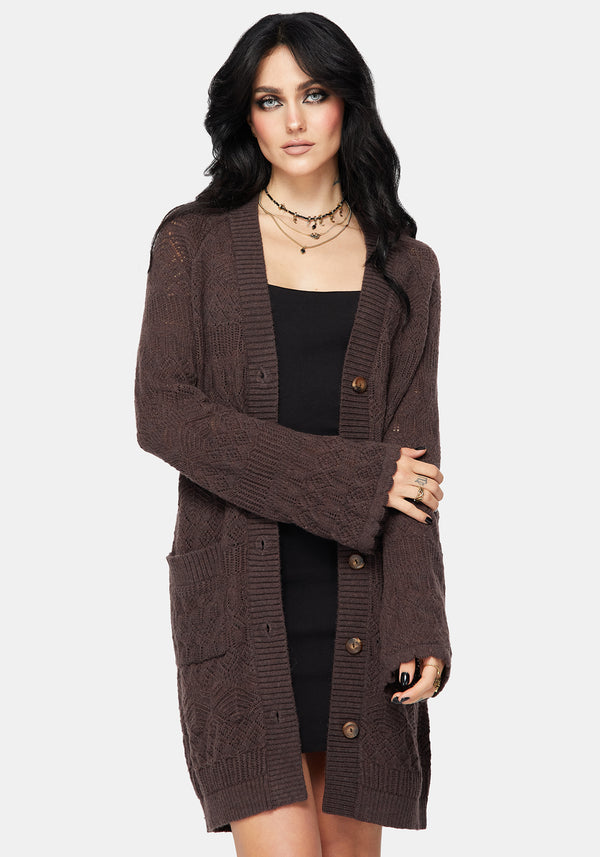 Cadmium Chunky Ribbed Longline Cardigan