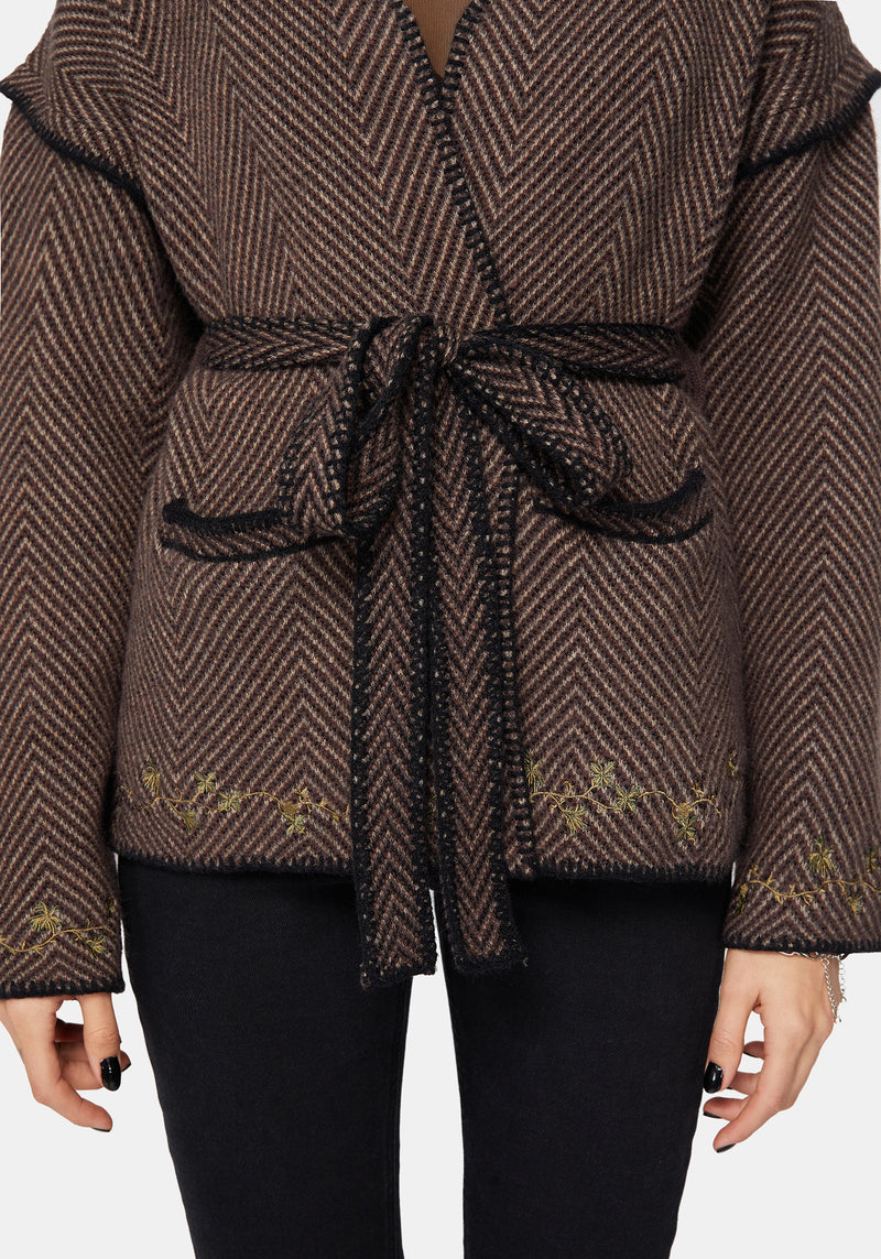 Maraea Belted Herringbone Coatigan