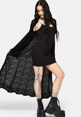 Aenaes Longline Crochet Maxi Cardigan