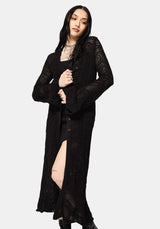 Aenaes Longline Crochet Maxi Cardigan