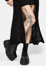 Aenaes Longline Crochet Maxi Cardigan